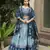 Sky Color Zari Weaving Work Kanchipuram Silk  Pattu Lehenga Choli With Unstitched Blouse