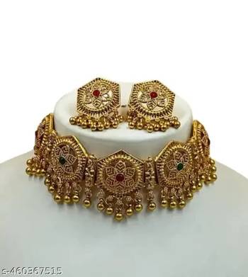 Indian bollywood gold plated kundan choker bridal necklace earrings jewelry set 3