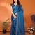 blue elegant embellished jimmy saree with frendi diamond border & blouse piece
