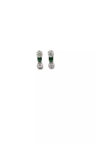 Exquisite green flower motif cz sleek necklace set