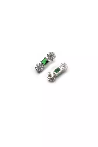 Exquisite green flower motif cz sleek necklace set