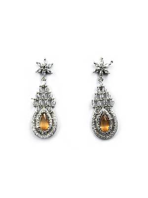 Orange ad-cz tear drop statement necklace set 3