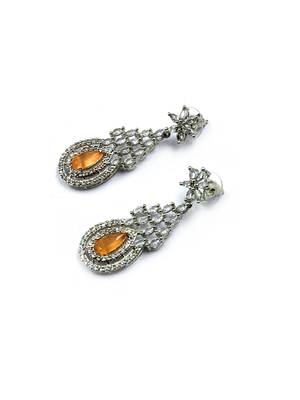Orange ad-cz tear drop statement necklace set 4