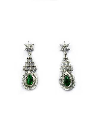 Green ad-cz tear drop statement necklace set 3