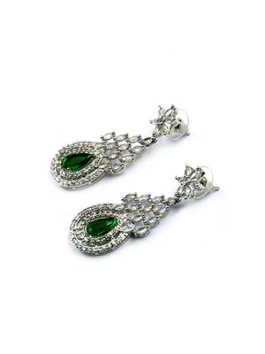 Green ad-cz tear drop statement necklace set 4