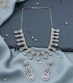 Grey ad-cz tear drop statement necklace set