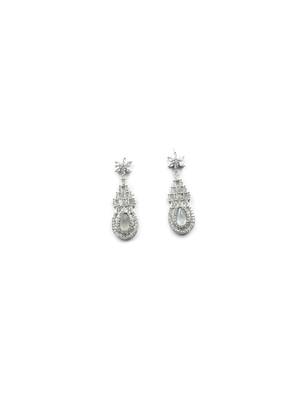 Grey ad-cz tear drop statement necklace set 4
