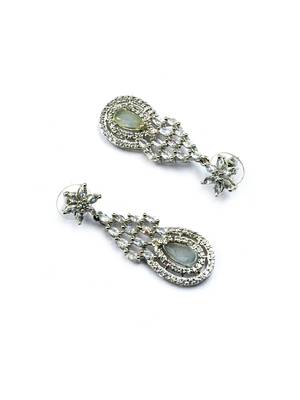 Grey ad-cz tear drop statement necklace set 5