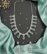 Mint ad-cz tear drop statement necklace set