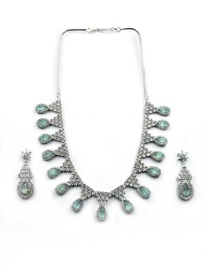Mint ad-cz tear drop statement necklace set 3