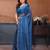 blue embellished jimmy choo lace border saree with blouse piece for wedding wear