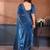 blue embellished jimmy choo lace border saree with blouse piece for wedding wear