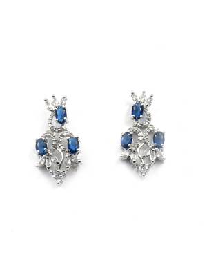 Elegant blue american diamond sleek necklace set 4
