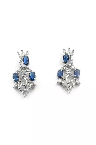 Elegant blue american diamond sleek necklace set