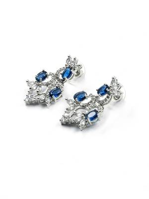 Elegant blue american diamond sleek necklace set 5