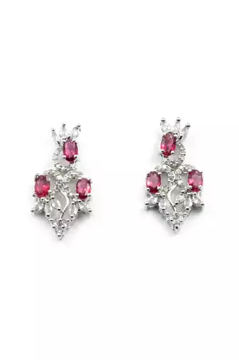 Elegant red american diamond sleek necklace set