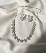 Elegant multicolor american diamond sleek necklace set