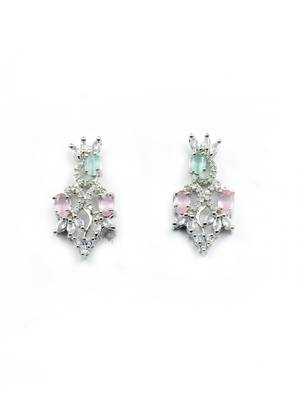 Elegant multicolor american diamond sleek necklace set 4