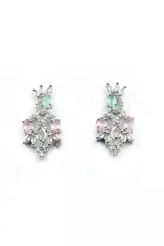Elegant multicolor american diamond sleek necklace set