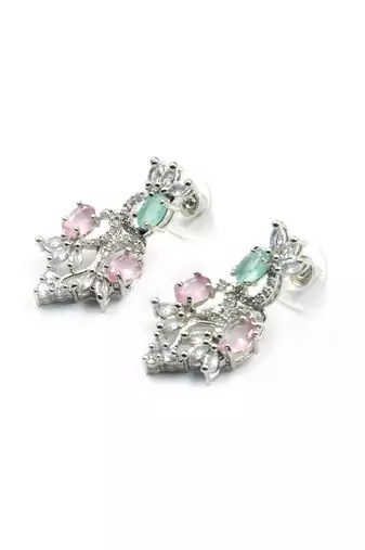 Elegant multicolor american diamond sleek necklace set