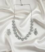 Elegant turquoise american diamond sleek necklace set