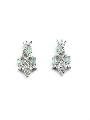 Elegant turquoise american diamond sleek necklace set 4