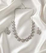 Elegant pink american diamond sleek necklace set