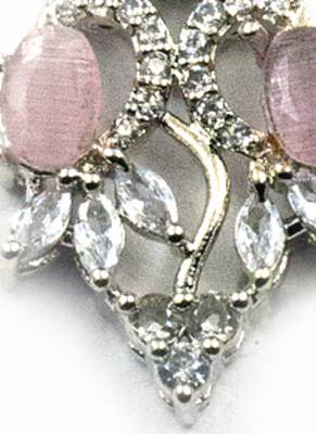 Elegant pink american diamond sleek necklace set 4