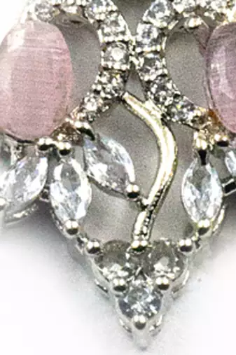 Elegant pink american diamond sleek necklace set