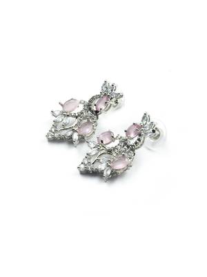 Elegant pink american diamond sleek necklace set 5