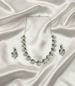 Elegant green american diamond sleek necklace set