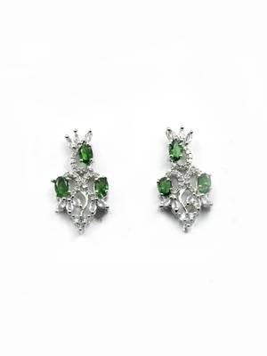 Elegant green american diamond sleek necklace set 4