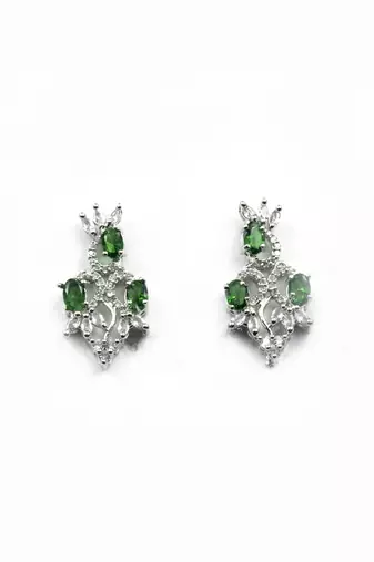 Elegant green american diamond sleek necklace set