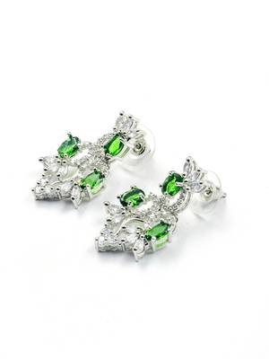 Elegant green american diamond sleek necklace set 5