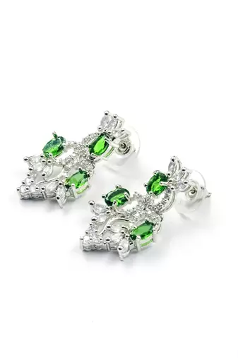 Elegant green american diamond sleek necklace set