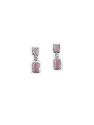  stunning pink big square cubic zirconia necklace set 4