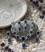  stunning blue big square cubic zirconia necklace set