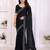 black elegant embellished jimmy saree with frendi diamond border & blouse piece