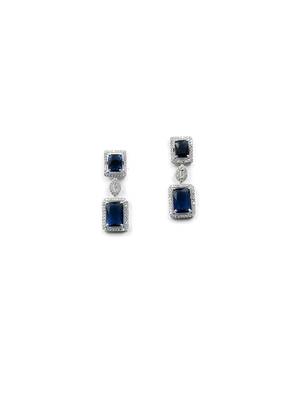  stunning blue big square cubic zirconia necklace set 4