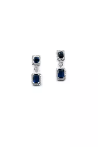  stunning blue big square cubic zirconia necklace set