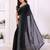 black elegant embellished jimmy saree with frendi diamond border & blouse piece