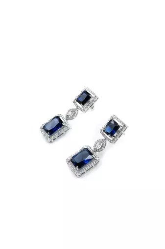  stunning blue big square cubic zirconia necklace set