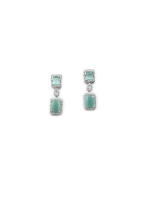  stunning turquoise big square cubic zirconia necklace set 4