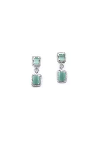  stunning turquoise big square cubic zirconia necklace set