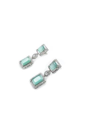 stunning turquoise big square cubic zirconia necklace set 5