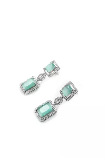  stunning turquoise big square cubic zirconia necklace set