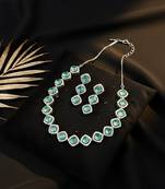  turquoise blue cz-ad subtle necklace set