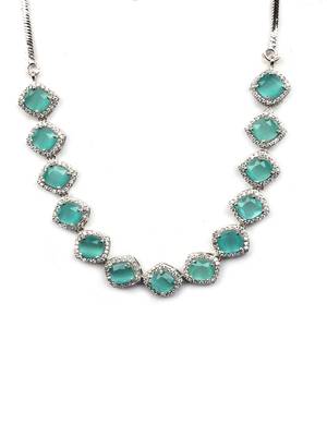  turquoise blue cz-ad subtle necklace set 3