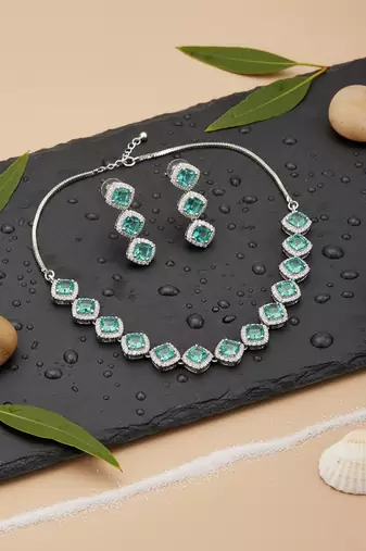crystalgreen cz-ad subtle necklace set