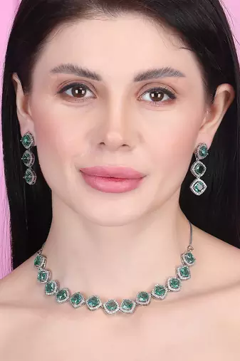 crystalgreen cz-ad subtle necklace set
